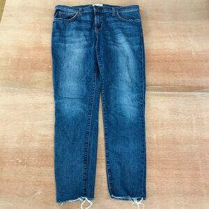 Current Elliott the Stiletto Jeans Women size 26 Blue Mid Rise Dark Wash Raw Hem